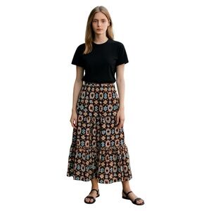 Loft Boho Bohemian maxi multicolored floral Flowy skirt Hippie Layers Sz XS